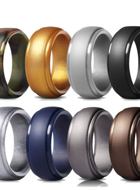 亚马逊8mm宽弧度台阶款 硅胶戒指欧美戒指男士户外运动指环批发