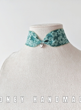 创意设计花朵浮雕手工颈圈复古金属爱心吊坠choker脖子饰品短项链