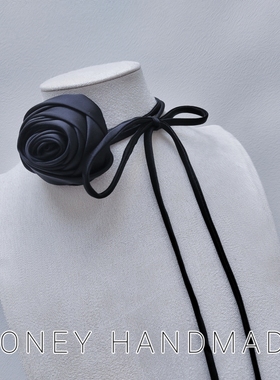 「颈间玫瑰」chic立体花朵韩国博主同款锁骨链绑带项链choker颈带