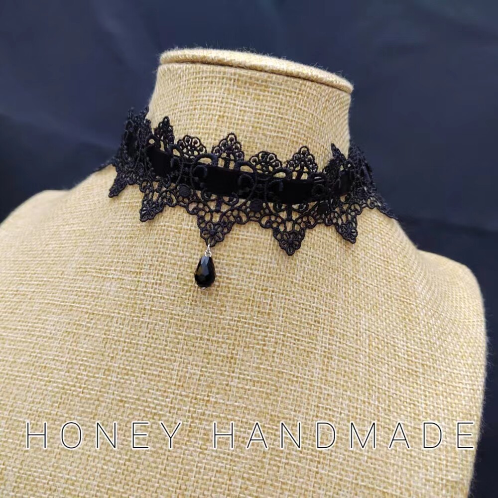 lolita洛丽塔日常百搭项圈暗黑系萝莉女孩装扮项链蕾丝绑带款颈链