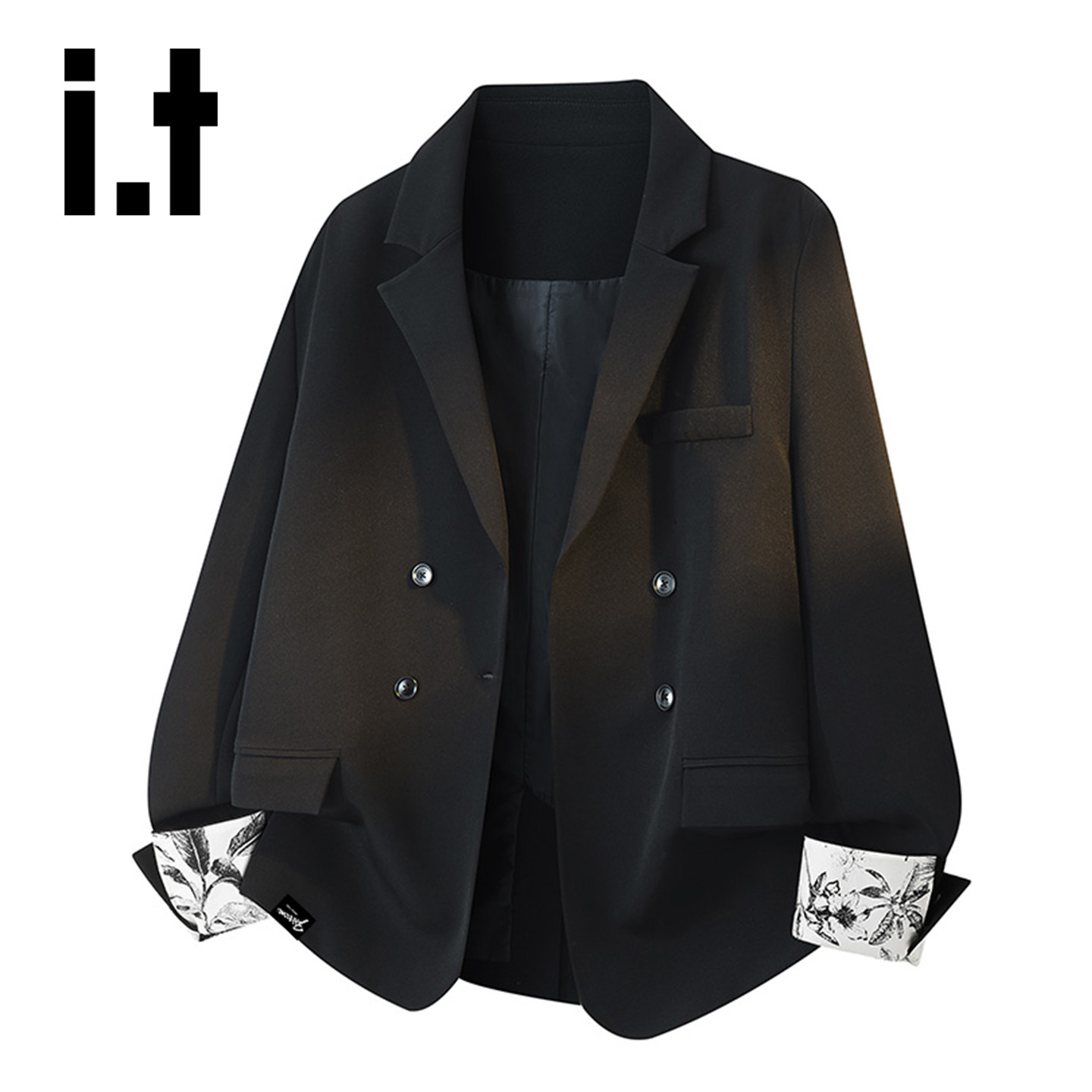 it :5cm/FIVECM高级感蕾丝袖西装外套男士新款春秋季双排扣上衣X