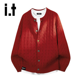 宽松情侣装 毛衣外套男女2026新款 FIVECM春秋圆领开衫 上衣 5cm