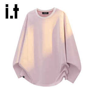 新款 t恤男女春秋季 FIVECM简约长袖 圆领条纹套头宽松上衣 5cm