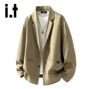 港风休闲西服外套男生宽松简约潮流夹克YQ FIVECM春秋季 5cm