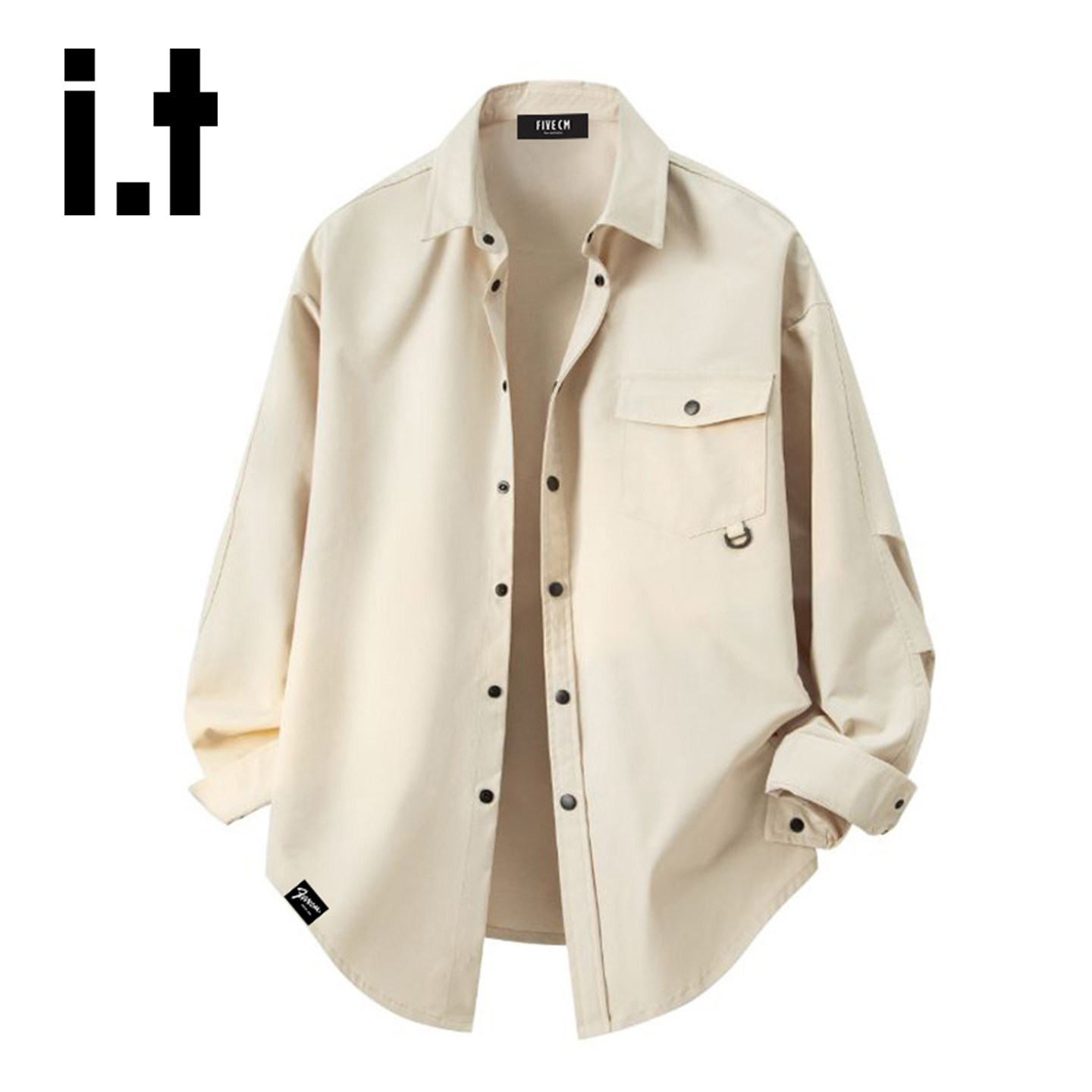 it :5cm/FIVECM休闲长袖衬衫男宽松潮流日系衬衣时尚百搭外套男X