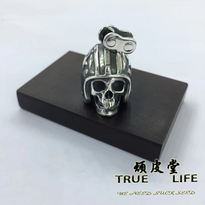 925纯银复古骷髅男士摇滚风吊坠