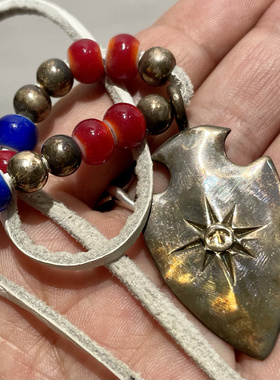 现货925纯银复古琉璃珠箭头标纯银项链