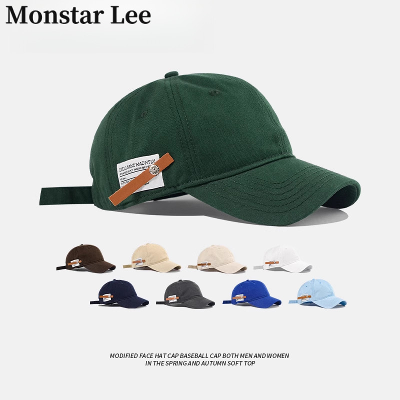 Monstar Lee日本设计师联名款复古绿色鸭舌帽女休闲棒球帽男软顶