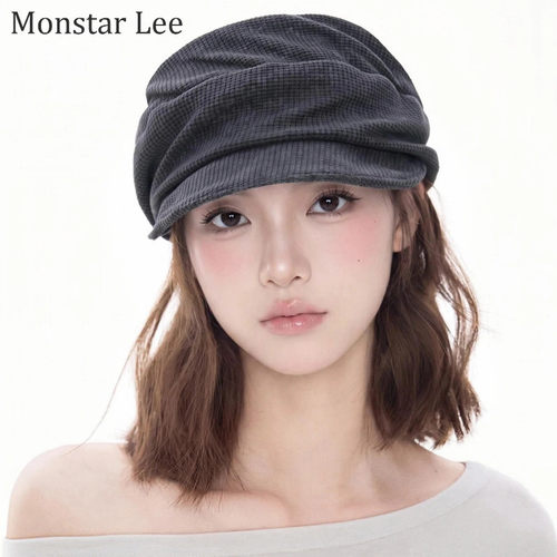 MonstarLee日系复古褶皱报童帽