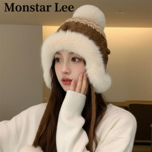 MonstarLee加厚加绒保暖雷锋帽子女冬民族风针织帽东北旅游风雪帽