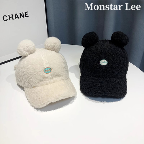 Monstarlee毛绒鸭舌帽秋冬季