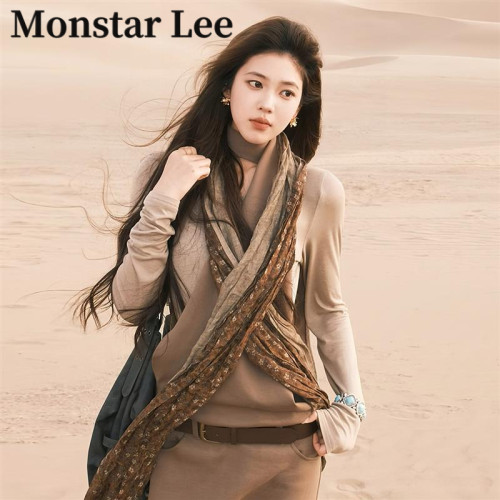 MonstarLee复古棉麻围巾女薄款西北沙漠废土风文艺防晒民族风纱巾