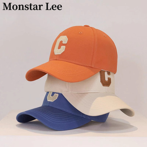 Monstar Lee大C字母硬顶棒球帽潮牌帽子男女显脸小遮阳情侣鸭舌帽