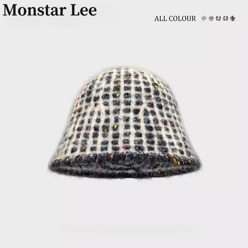 Monstar Lee彩色毛线渔夫帽子女冬圆顶保暖显脸小素颜水桶帽针织