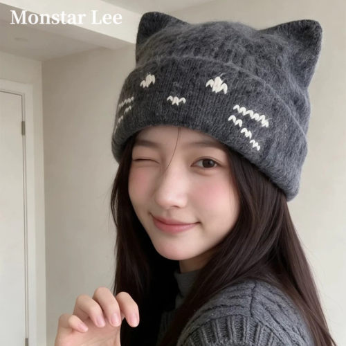 2026新款可爱猫耳针织帽子女生