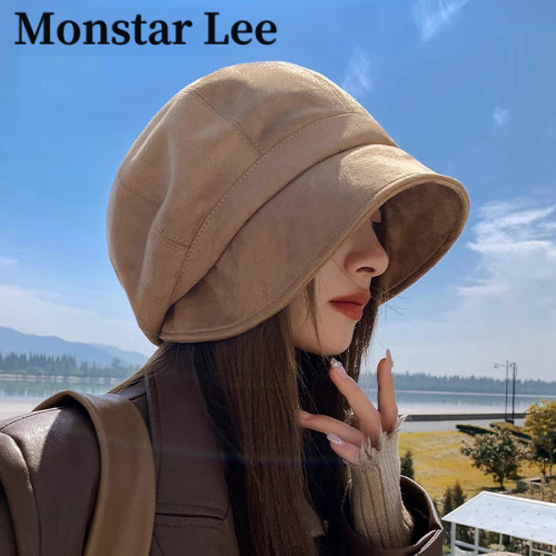 MonstarLee秋冬麂皮绒渔夫帽