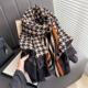 冬季 千鸟格披肩 保暖丝巾女两用围巾高级感春秋百搭棉麻洋气时尚