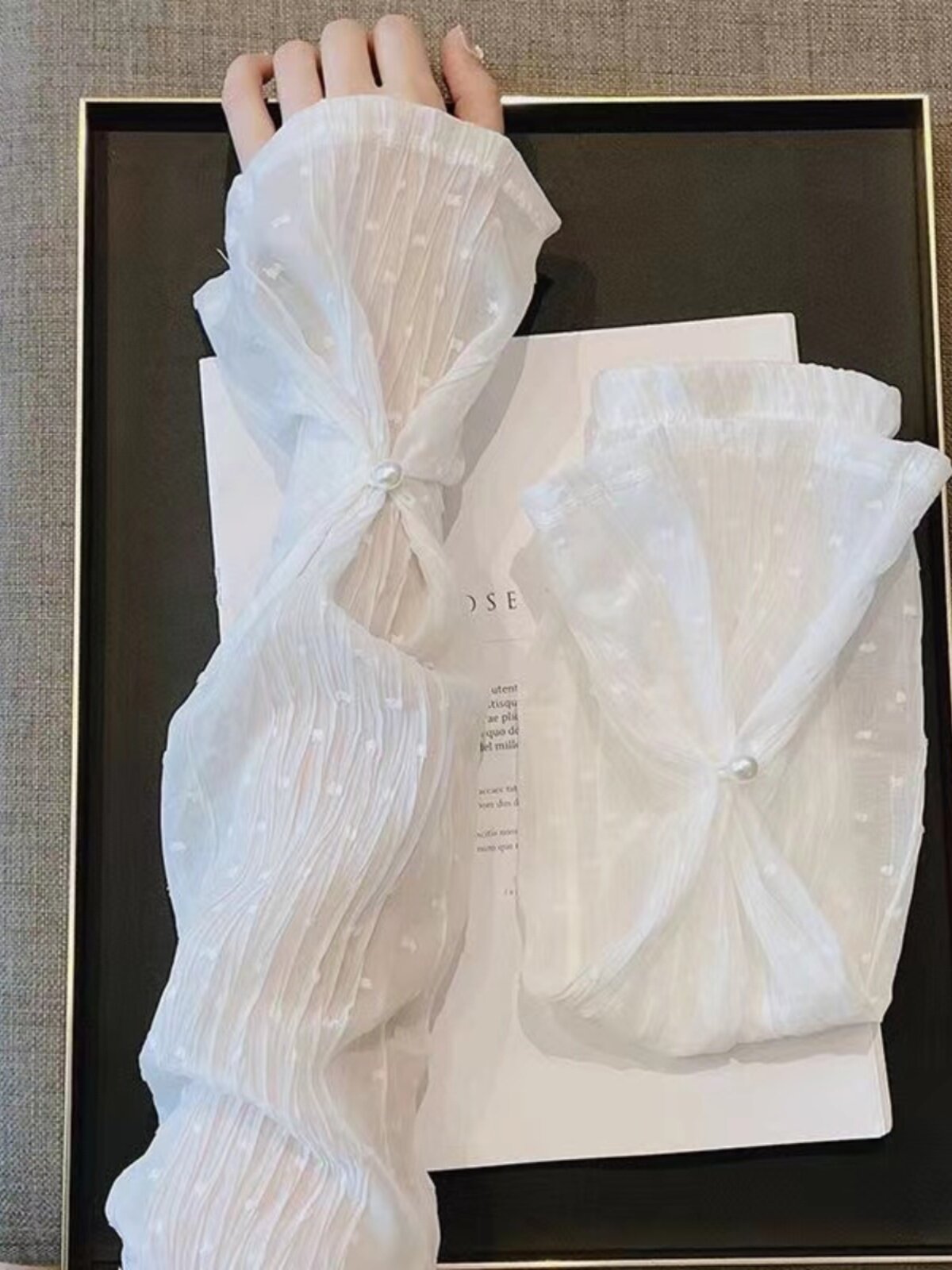 FASHIONABLE LOOSE WHITE CHIFFON SUNSCREEN SLEEVE SLEEVE WOMENS HIGH-END SOLID COLOR ICE SLEEVE UV PROTECTION SUMMER DRIVING AND CYCLING