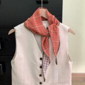 文艺全棉格子双面三角巾 春夏柔软舒适护颈防晒遮瑕百搭小领巾女