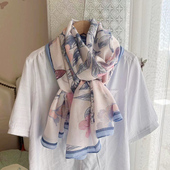 冬季 秋冬新款 披肩外搭薄款 花朵蝴蝶棉麻围巾女百搭长款 丝巾女 韩版