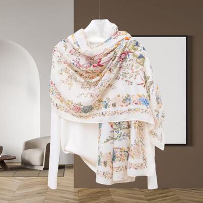 2025新款夏季薄款防晒披肩女外搭高端碎花时尚百搭围巾两用空调房