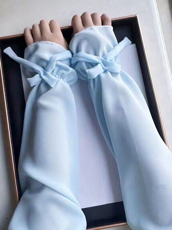 LOOSE ICE SLEEVE CHIFFON BOW SLEEVE SLEEVE SLEEVE STUDENT VERSION CUTE SWEET AND VERSATILE SUMMER HIGH VALUE SUNSCREEN HAND SLEEVE WOMEN