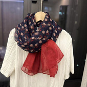 2024春秋时尚 防晒披肩外搭丝巾女 文艺碎花围巾百搭民族风复古长款