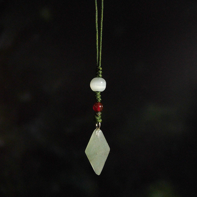 天然东陵玉挂件手机链短款男女U盘扇坠复古中国风无事牌手机吊坠