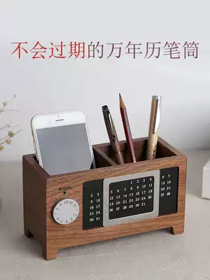 Wooden pen holder storage box Student office desktop stationery multi-function pen bucket large capacity personality simple and creative