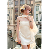 现货 JoAN pinkmoon 越南小众设计仙仙丝带女神白月光礼服连衣裙