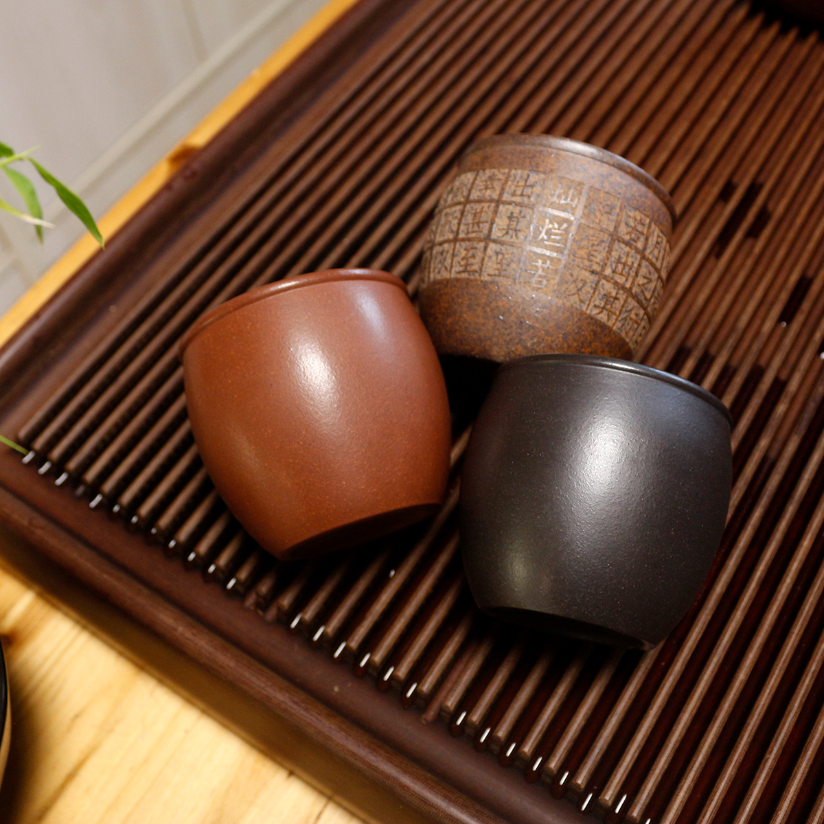 精品紫砂水缸主人杯品茗杯茶杯厚胎柴烧刻字口杯底槽清石黄小杯子