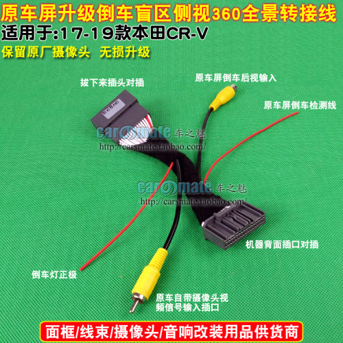 适用17-21款CRV原车屏升级倒车影像360全景侧视盲区摄像头转接线 - 封面