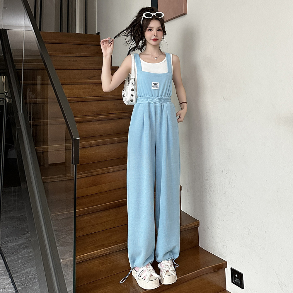 韩版时尚百搭背带裤女装2026春夏季新款气质高腰显瘦阔腿连体裤