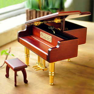 DIY定制钢琴木质音乐盒创意八音盒生日礼物纪念闺蜜送女朋友同学
