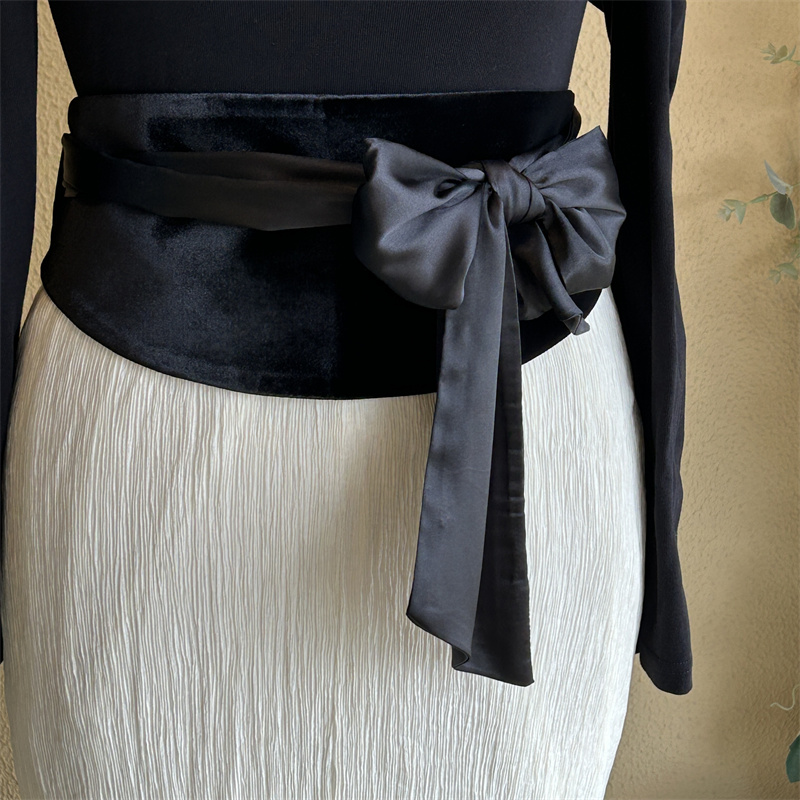 优雅缎带黑丝绒腰封女