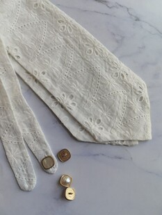 扣眼款腰带 白色棉蕾丝款 拆卸式女装腰带后背飘带 刺绣镂空 甜美