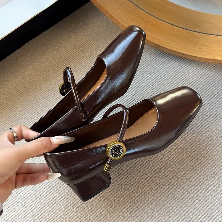 新款真皮女鞋方头粗跟玛丽珍鞋百搭爆款软底防滑时尚单鞋妈妈鞋,女鞋,浅口单鞋,淘宝优惠券,粉丝福利购,淘宝优惠卷