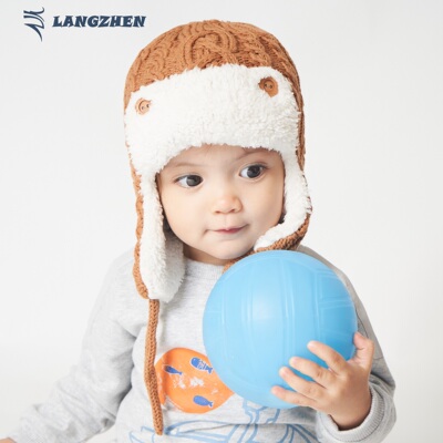 毛线秋冬新款卡通飞行员加绒帽子