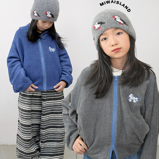 米花之岛「夜空小马驹」秋冬保暖连帽双拉链小马刺绣摇粒绒上衣