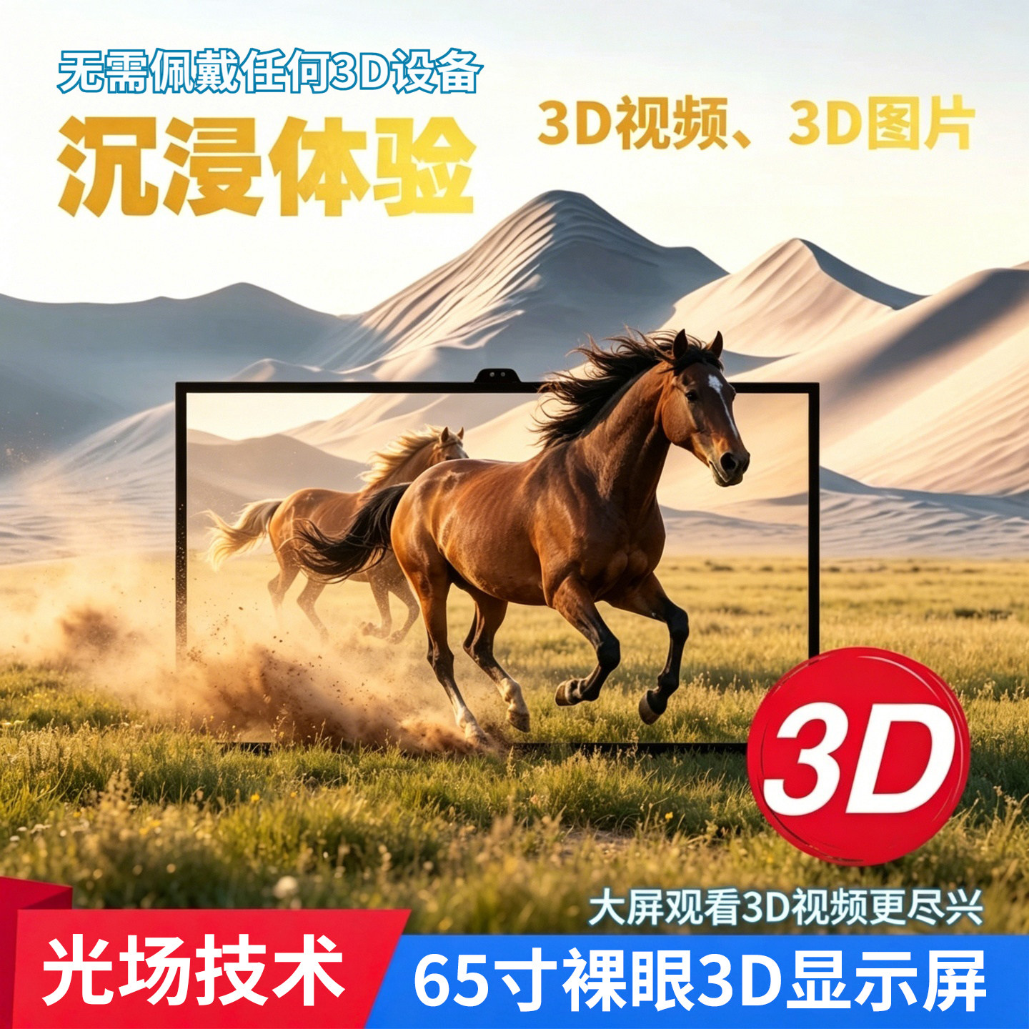 英伦科技65寸4K光场裸眼3D显示屏