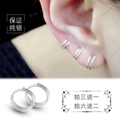 轻奢纯银s999简约个性圆圈耳环