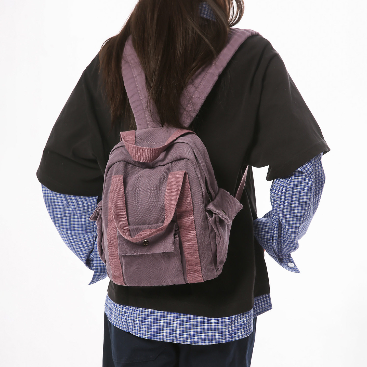 帆布双肩包女ins风韩版大学生初高中小书包森系潮手提旅行小背包