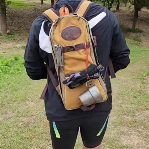油蜡帆布双肩包户外登山竖款男女背包美式复古自行车驼驮骑行包防
