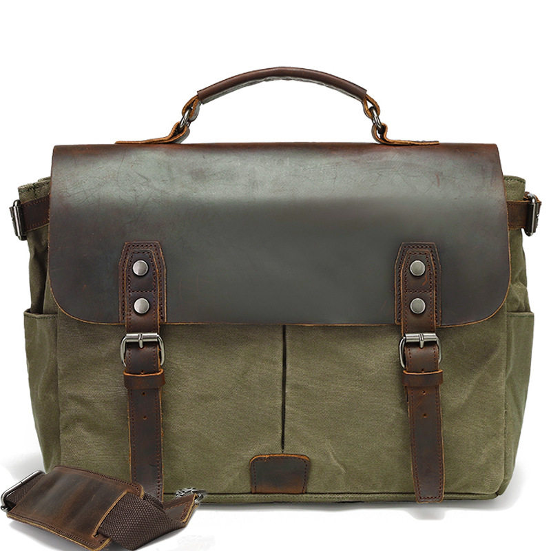 跨境爆款男士公文包帆布单肩包男潮手提斜挎包胸包电脑包邮差包