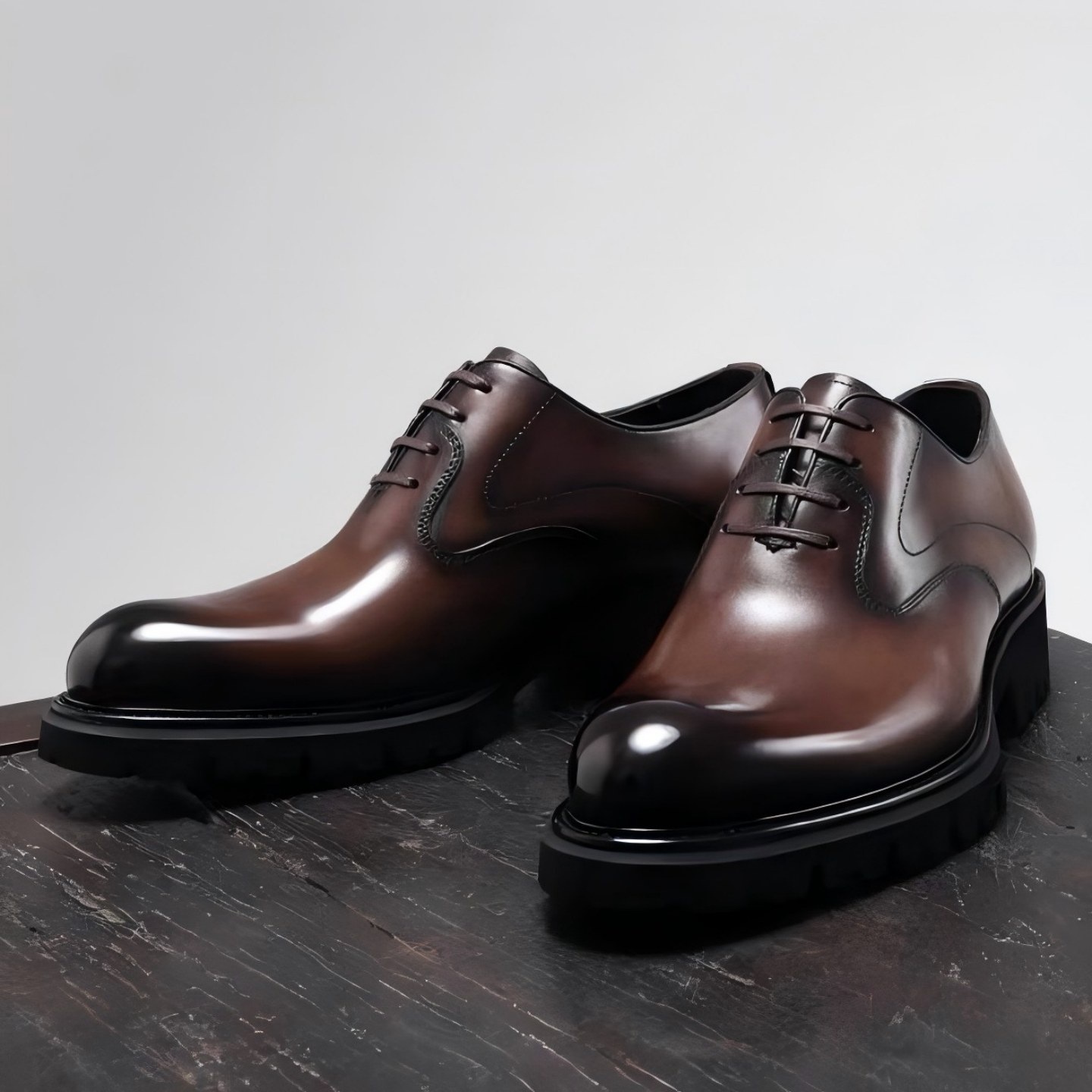 真皮厚底德比鞋男英伦风商务正装