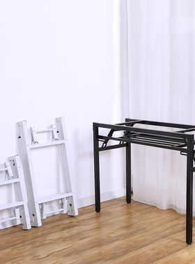 简易折叠桌脚架子对折桌子腿铁艺支架桌子腿课桌架办公桌架弹簧架