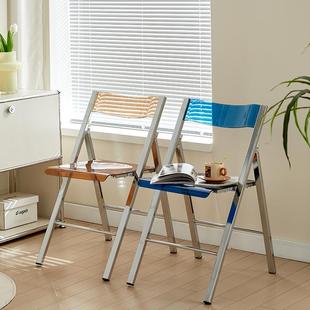 加厚亚克力折叠椅子家用网红ins靠背餐椅现代简约休闲拍照透明椅