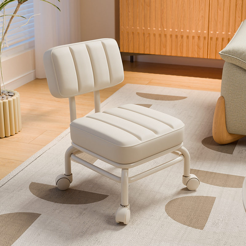 舒服久坐靠背矮凳沙发椅家用万向轮凳子软坐垫滑轮移动轻奢小椅子,住宅家具,矮凳,淘宝优惠券,粉丝福利购,淘宝优惠卷