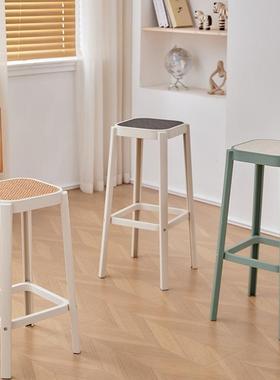 北欧简约吧椅轻奢酒吧高脚凳家用可叠放吧台凳前台椅网红塑料椅子