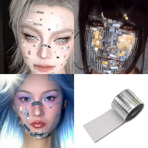 万圣节镜面妆机械姬妆面创意赛博朋克暗黑系妆容贴纸科技感机器人